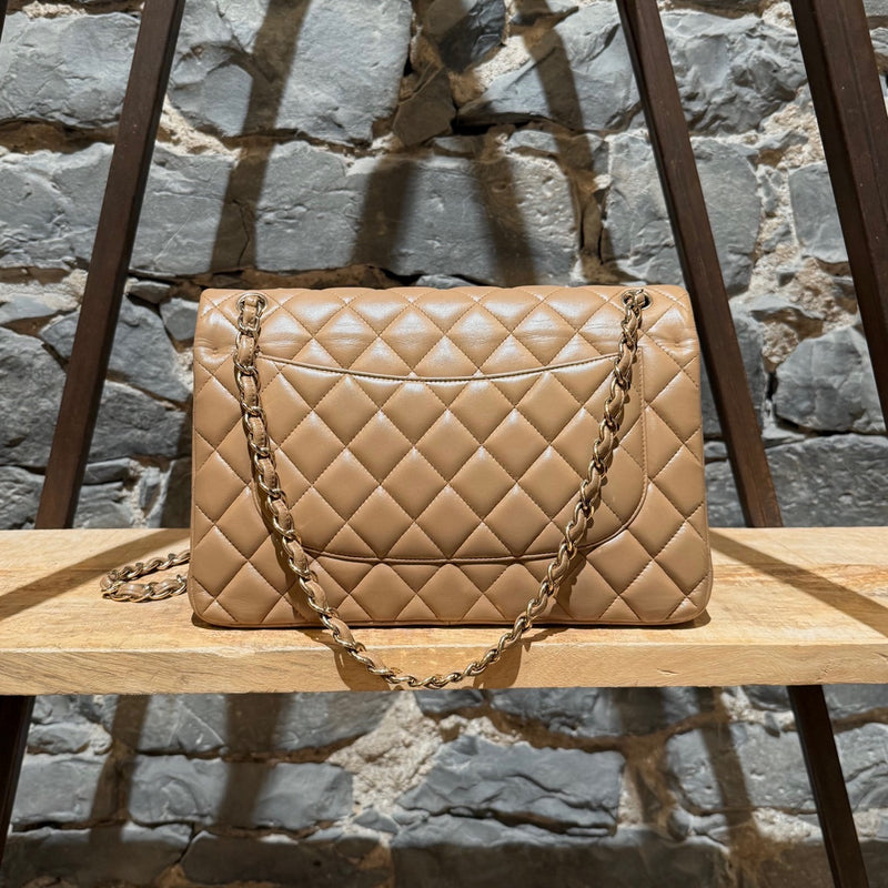 Back view of Chanel 2013-2014 Beige Lambskin Jumbo Classic Double Flap Bag