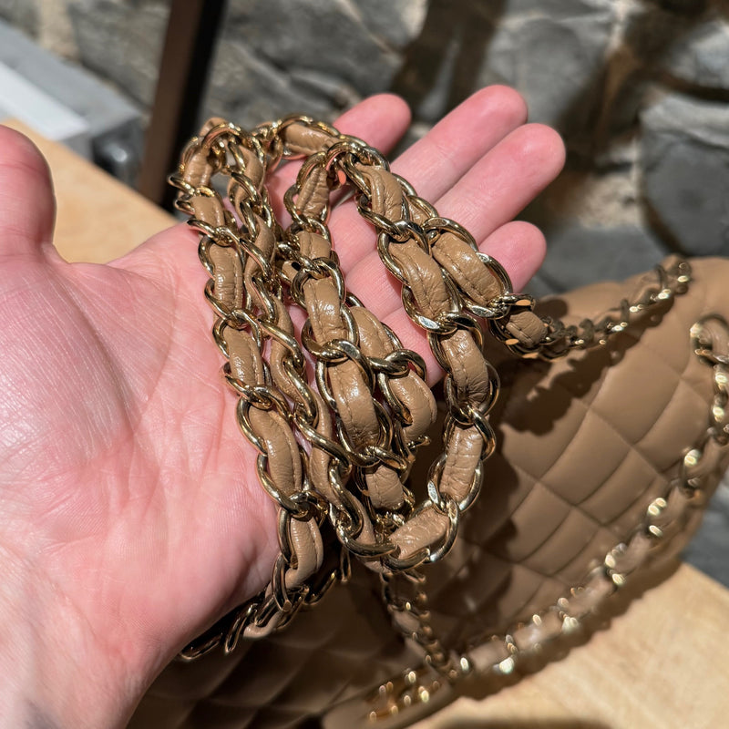 Strap of Chanel 2013-2014 Beige Lambskin Jumbo Classic Double Flap Bag