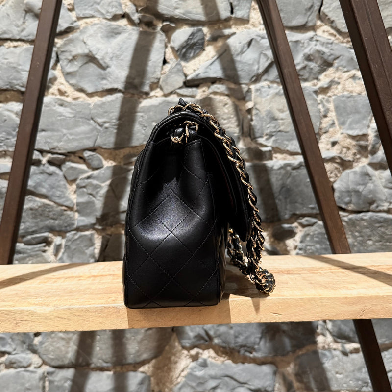 Chanel 2013-2014 Black Lambskin Jumbo Classic Double Flap Bag