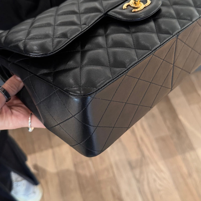 Chanel 2013-2014 Black Lambskin Jumbo Classic Double Flap Bag