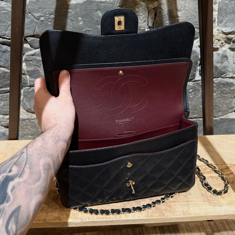 Chanel Black Caviar Jumbo GHW Classic Double Flap Bag