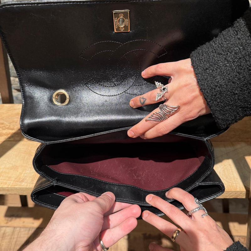 Interior of Chanel 2017 Black Medium Trendy Quilted Top Handle Shoulder Bag