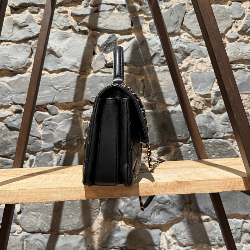 A side view of Chanel 2017 Black Medium Trendy Quilted Top Handle Shoulder Bag