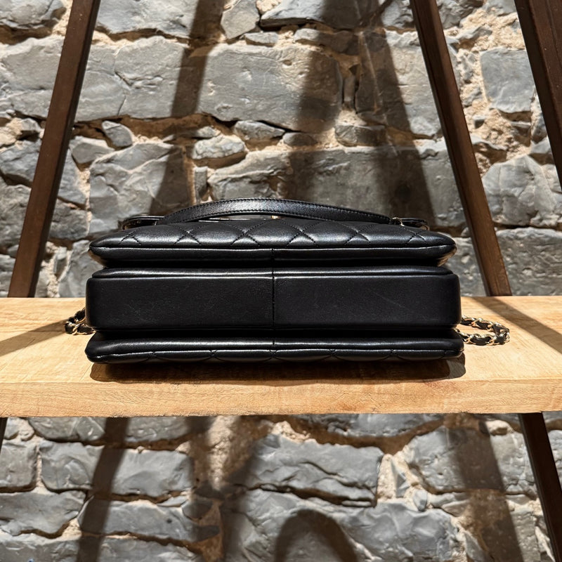 Bottom view of Chanel 2017 Black Medium Trendy Quilted Top Handle Shoulder Bag