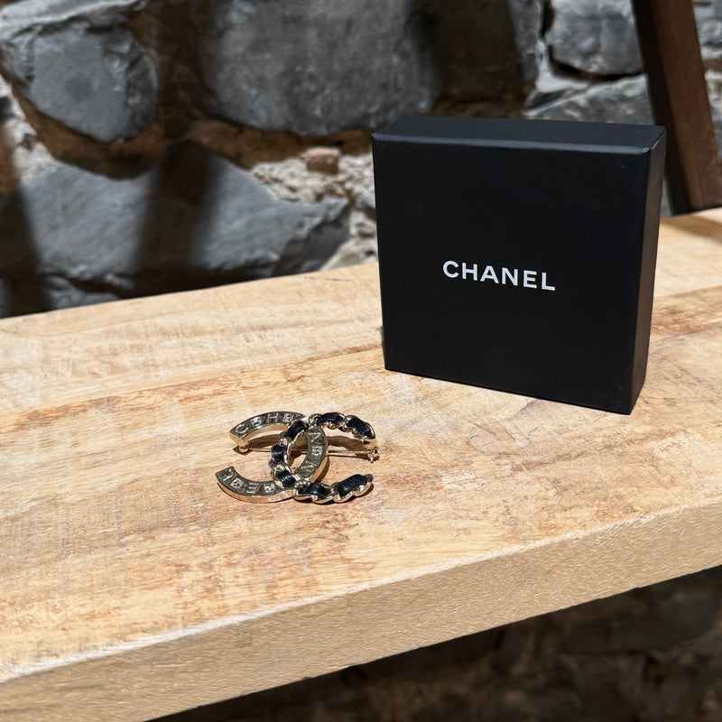 Main photo of Chanel 2019 Crystal Chain Logo CC Brooch