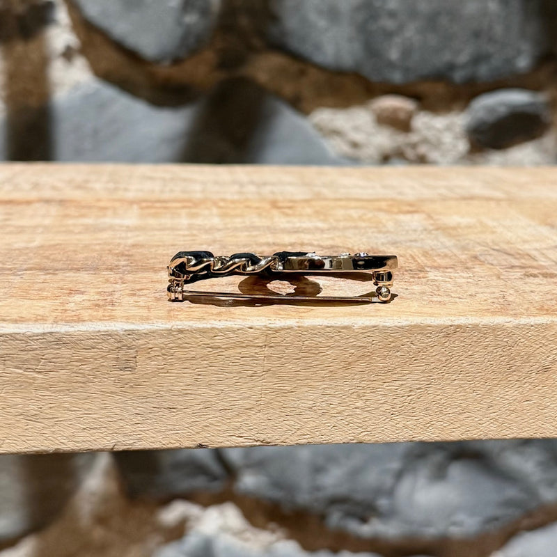 Chanel 2019 Crystal Chain Logo CC Brooch