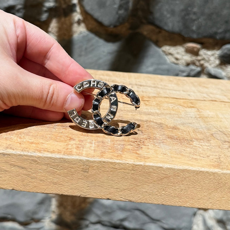 Chanel 2019 Crystal Chain Logo CC Brooch