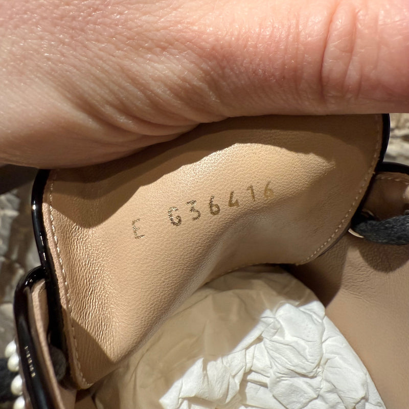 Reference code of Chanel 2020 Beige Leather CC Patent Cap Toe Combat Boots