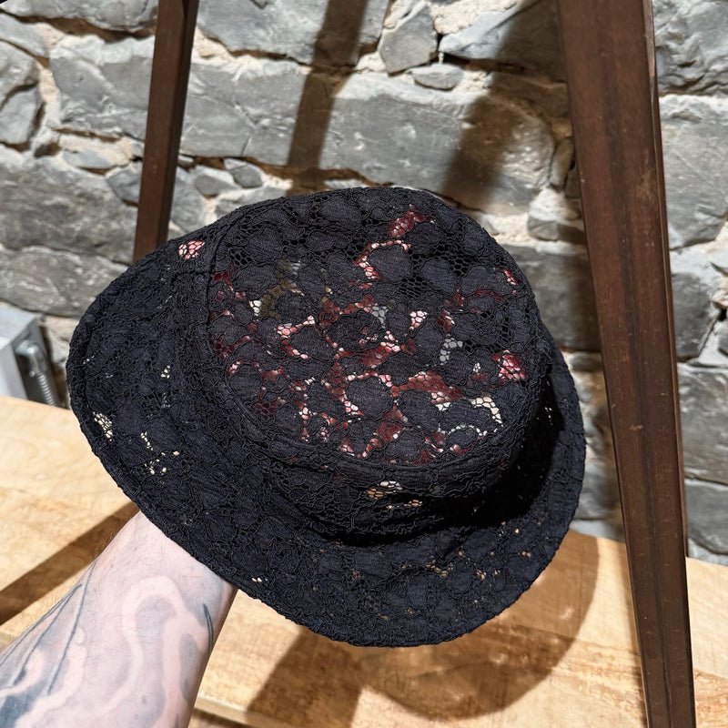 Top view of Chanel 2021 Coco Beach Black Lace Hat