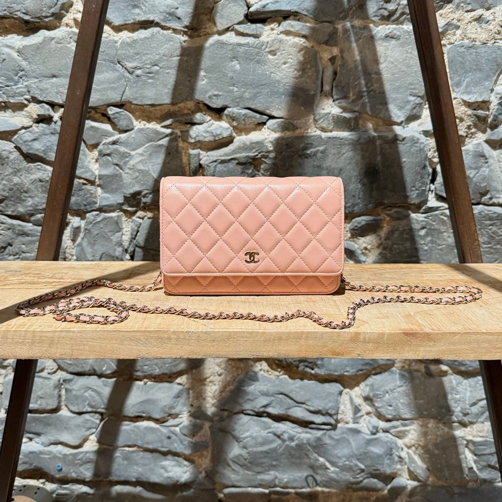 Main photo of Chanel 2021 Pink Lambskin Quilted CC Classic Wallet On Chain
