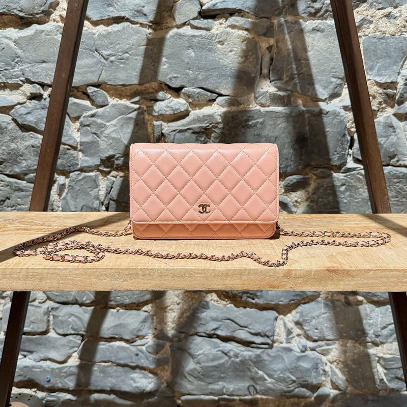 Main photo of Chanel 2021 Pink Lambskin Quilted CC Classic Wallet On Chain