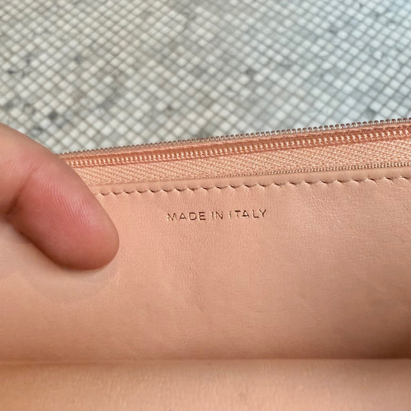 Stamps of Chanel 2021 Pink Lambskin Quilted CC Classic Wallet On Chain