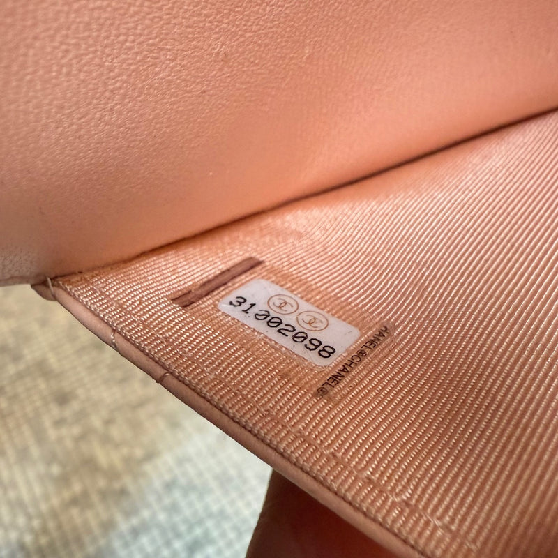 Serial number of Chanel 2021 Pink Lambskin Quilted CC Classic Wallet On Chain