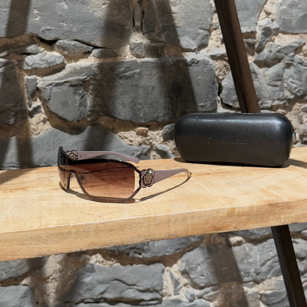 Main photo Chanel 4164 Vintage Swarovski Crystal Camellia CC Brown Sunglasses