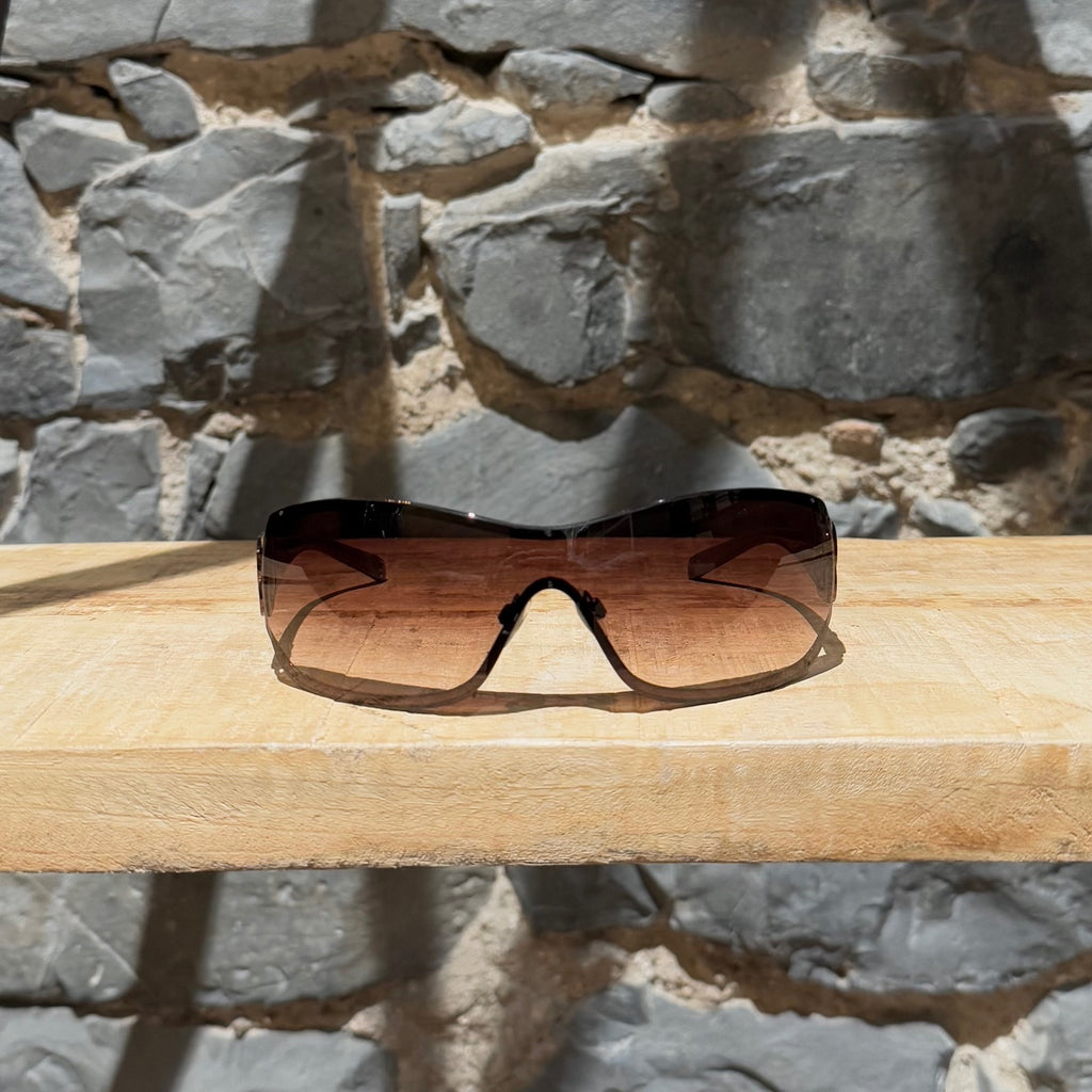 Front view of Chanel 4164 Vintage Swarovski Crystal Camellia CC Brown Sunglasses