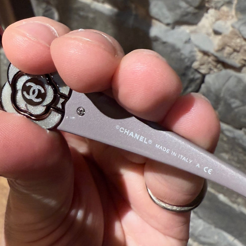 Stamps of Chanel 4164 Vintage Swarovski Crystal Camellia CC Brown Sunglasses