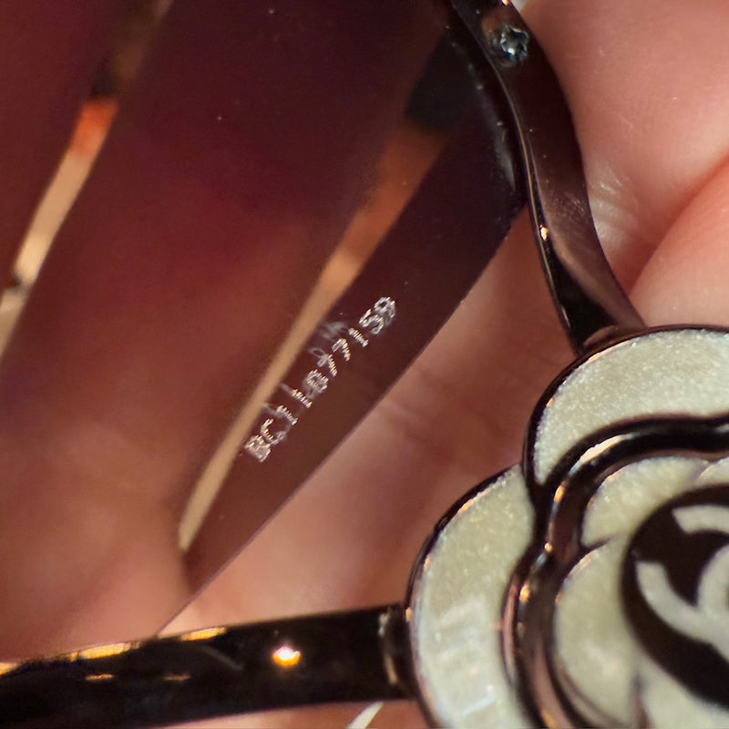Serial number of Chanel 4164 Vintage Swarovski Crystal Camellia CC Brown Sunglasses