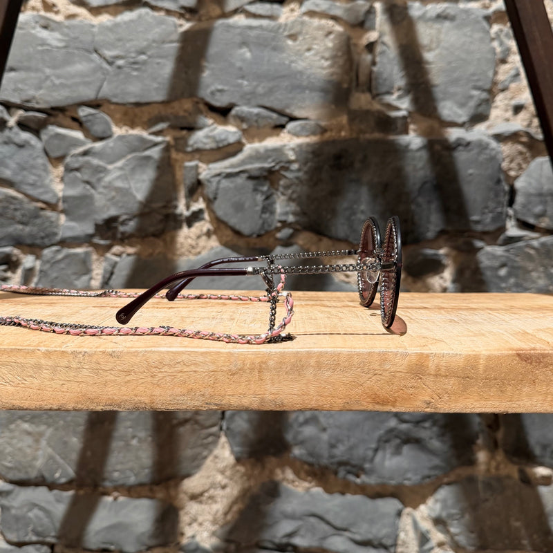 Chanel 4245 Pink Round Chain Sunglasses With Removable Chains