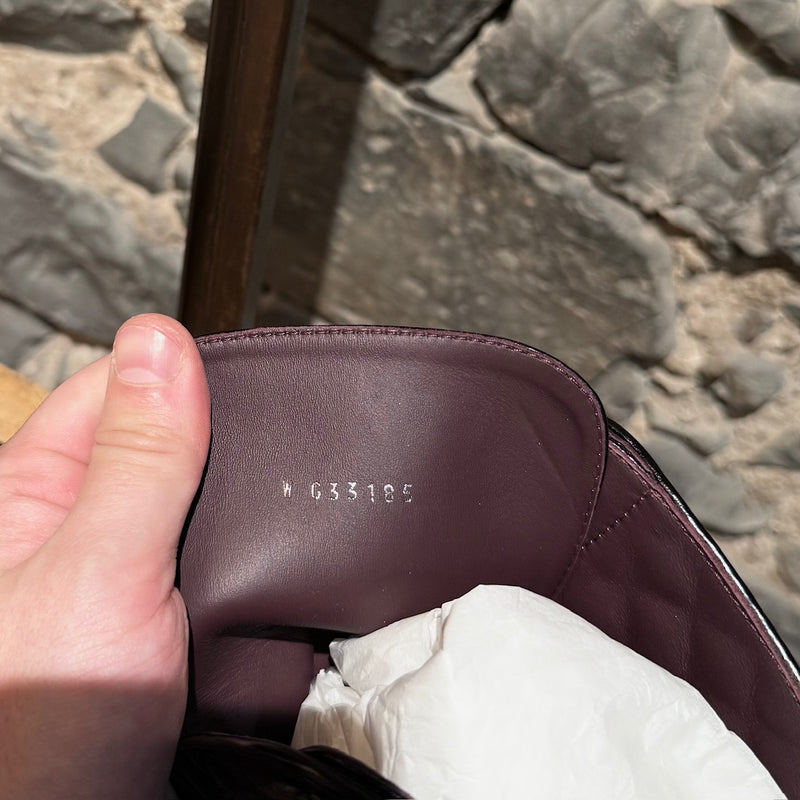 Stamps of Chanel Back Glossy Pearl Chain Embellished Combat Boots