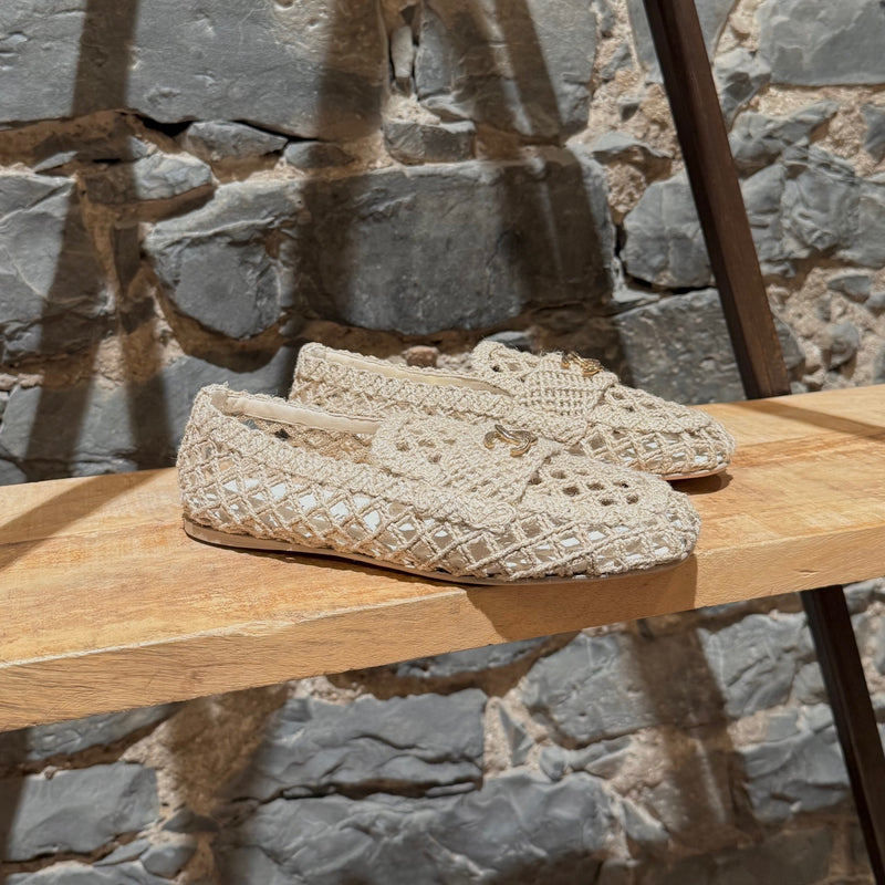 Main photo of Chanel Beige Jute Braided Cord CC Loafers