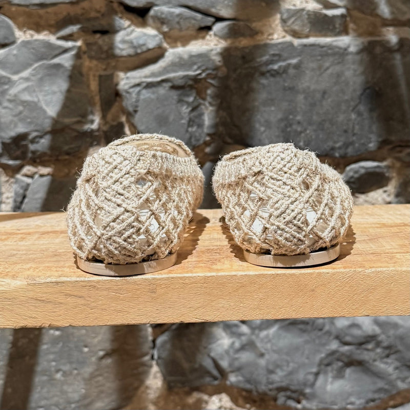 Back view of Chanel Beige Jute Braided Cord CC Loafers