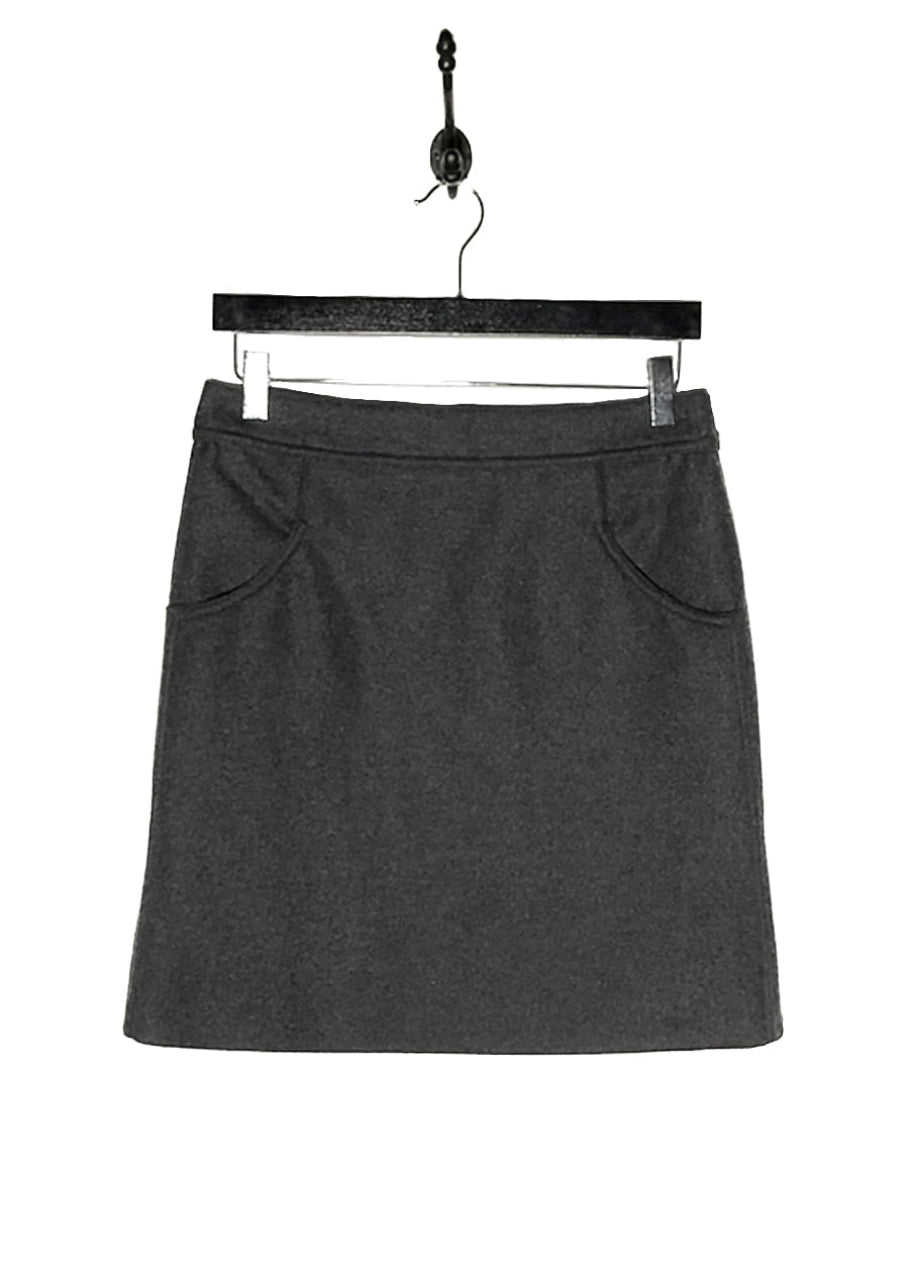 Main photo of Chanel FW11 Charcoal Flannel Button Accent Mini Skirt