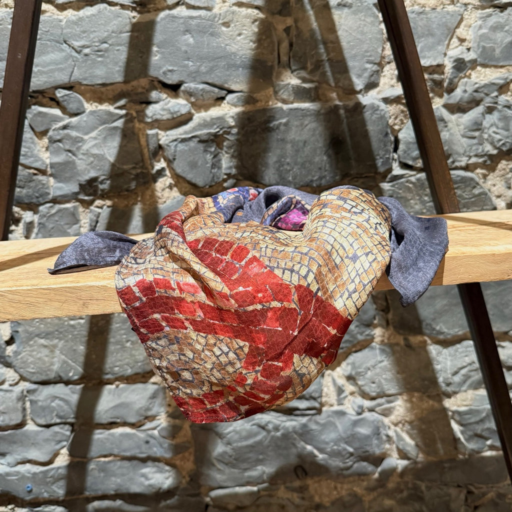 Chanel Mosaic Print Silk Chiffon Square Scarf