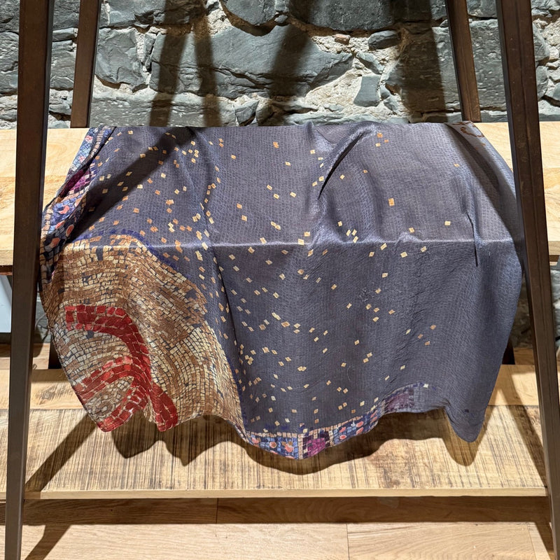 Chanel Mosaic Print Silk Chiffon Square Scarf