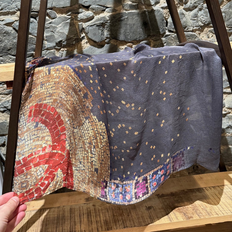 Chanel Mosaic Print Silk Chiffon Square Scarf