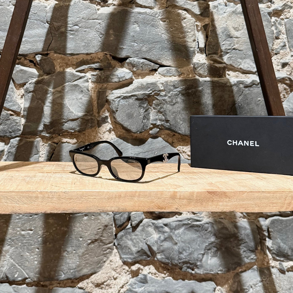 Main photo of Chanel S2264 Black Acetate Crystal CC Square Sunglasses