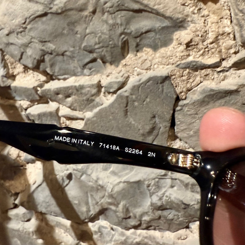 Branch interior, origin and serial number of Chanel S2264 Black Acetate Crystal CC Square Sunglasses