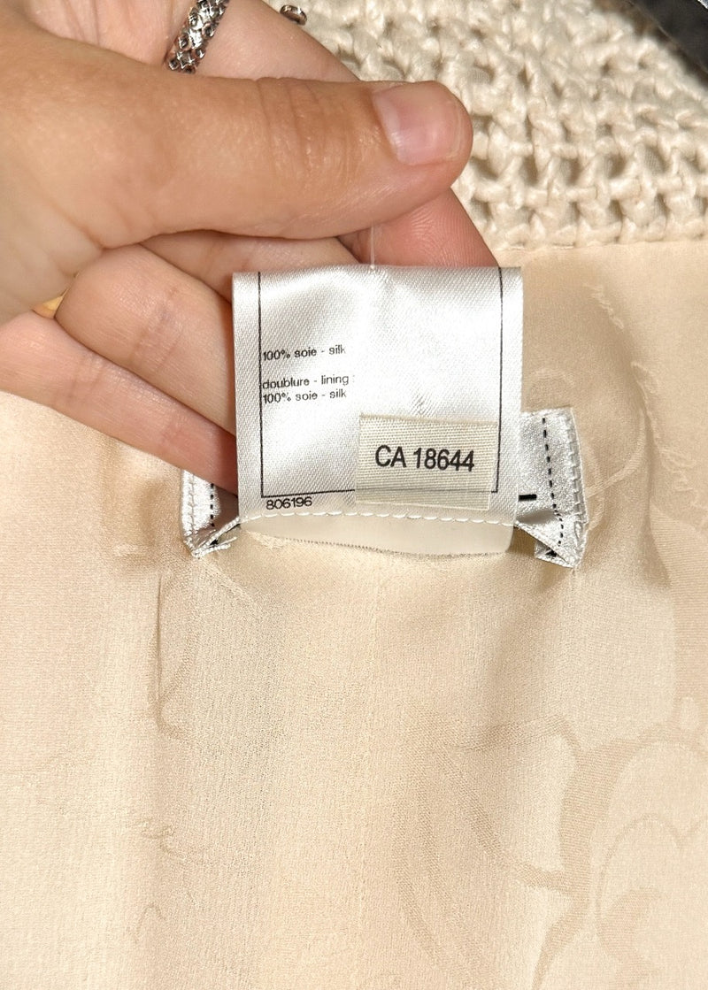 Labels of Chanel SS13 Ivory Open Knit Double Breasted Silk Sleeveless Dress