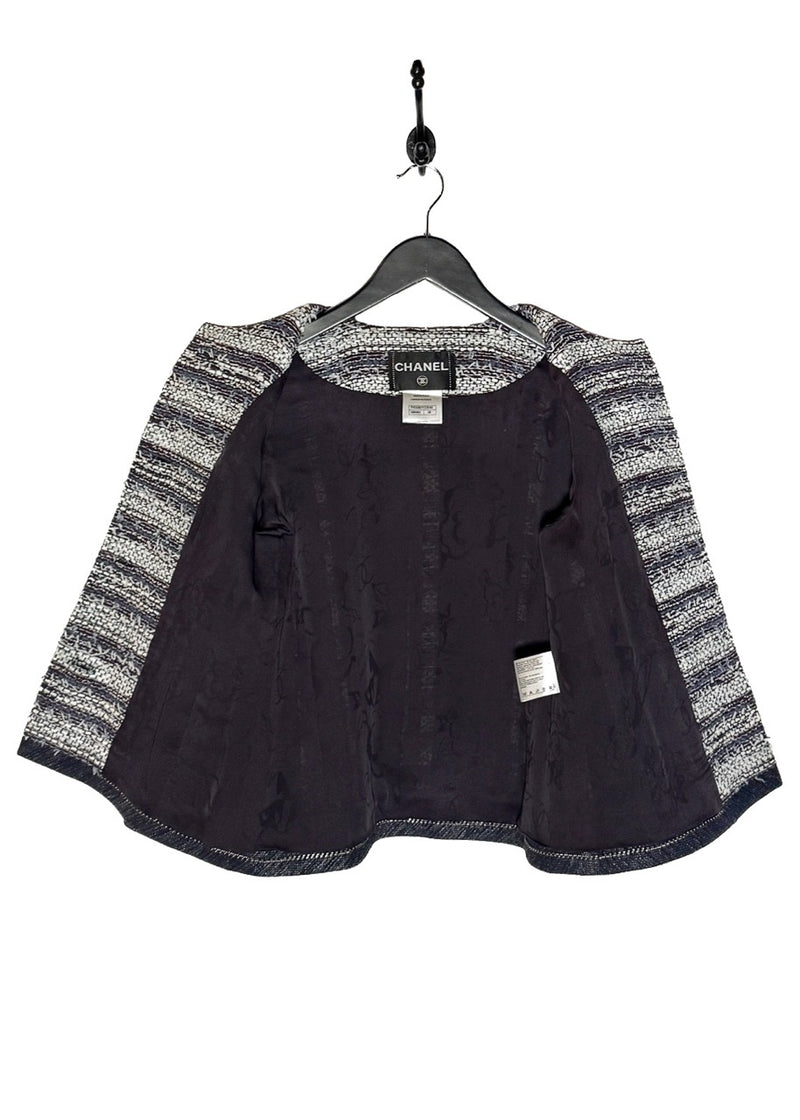 Interior of Chanel SS13 Paris/Singapore Navy Blue White Tweed Jacket