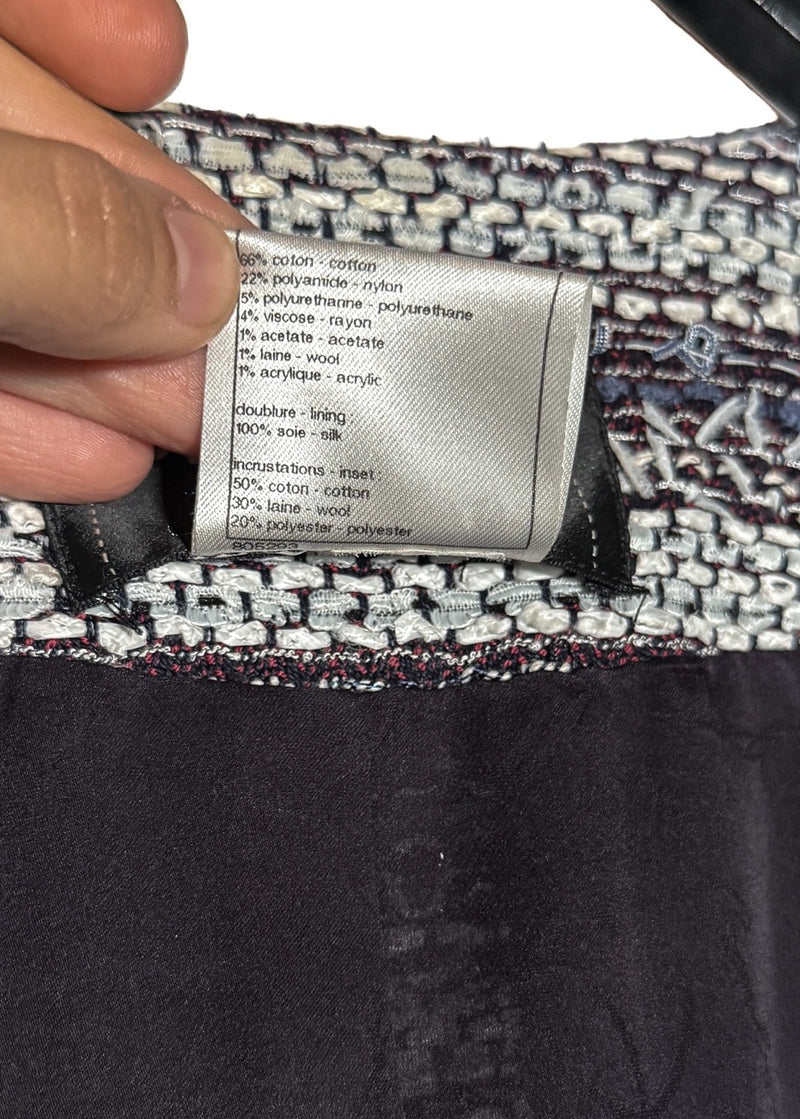 Labels of Chanel SS13 Paris/Singapore Navy Blue White Tweed Jacket