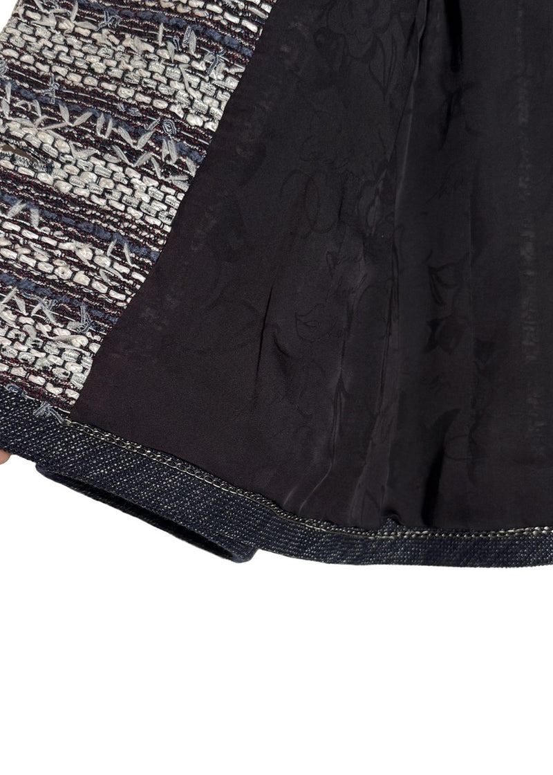 Close-up on Chanel SS13 Paris/Singapore Navy Blue White Tweed Jacket