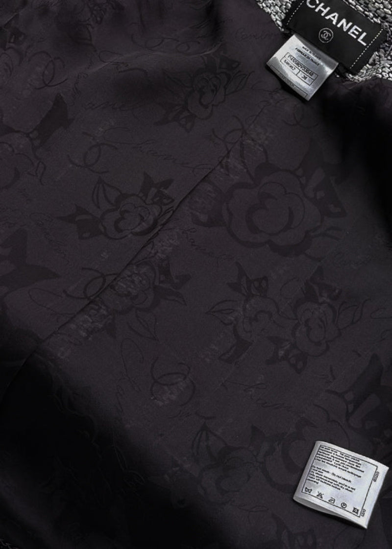 Close-up on Chanel SS13 Paris/Singapore Navy Blue White Tweed Jacket