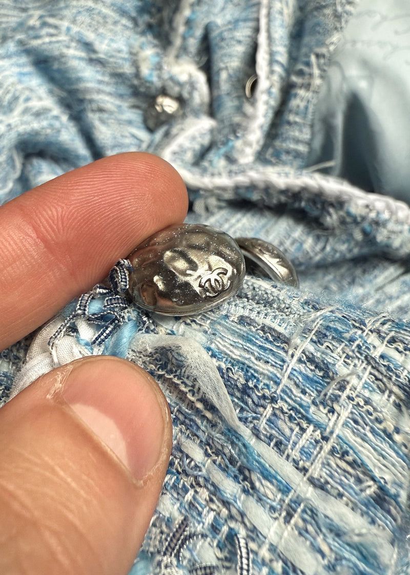 Button of Chanel SS15 Blue Fantasy Tweed Short Jacket