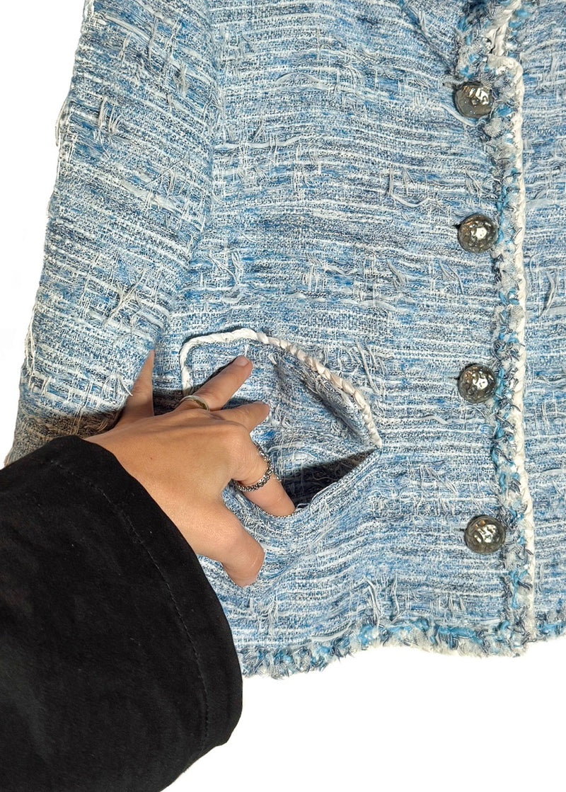 Pocket of Chanel SS15 Blue Fantasy Tweed Short Jacket
