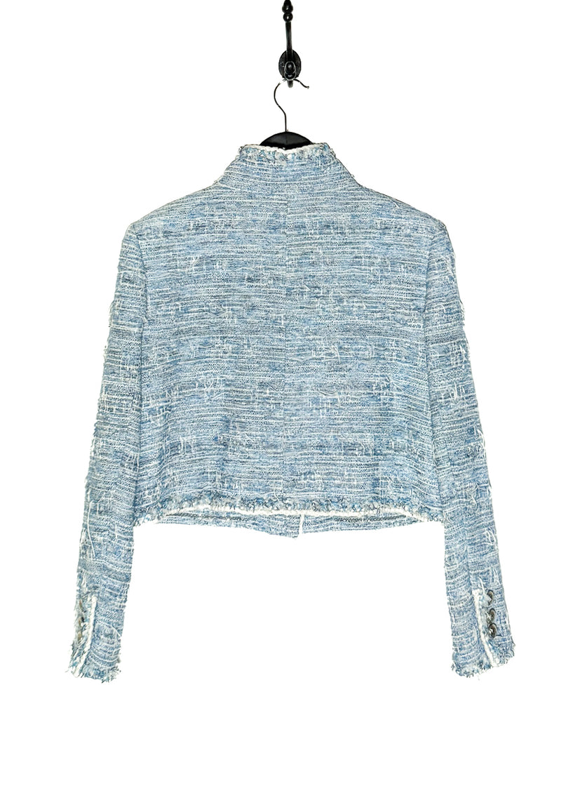 Back view of Chanel SS15 Blue Fantasy Tweed Short Jacket