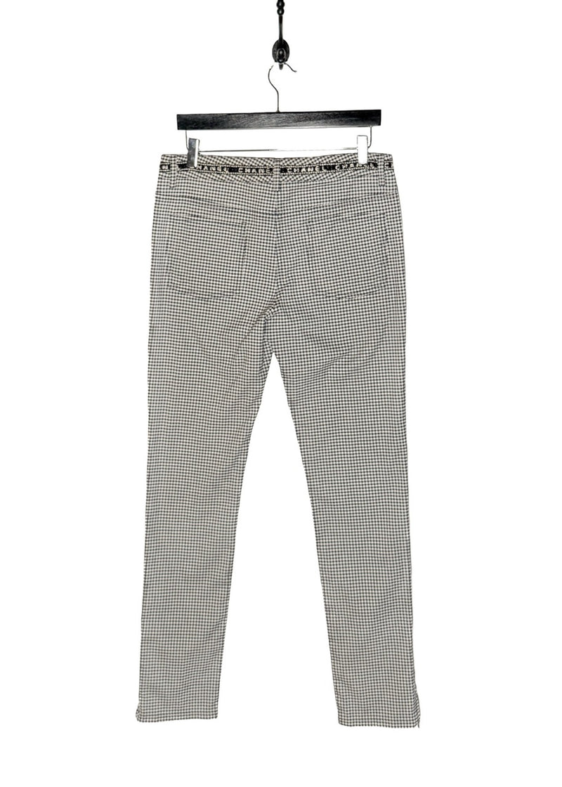 Back view of Chanel SS16 Navy Blue White Gingham Logo Waist Crop Trousers
