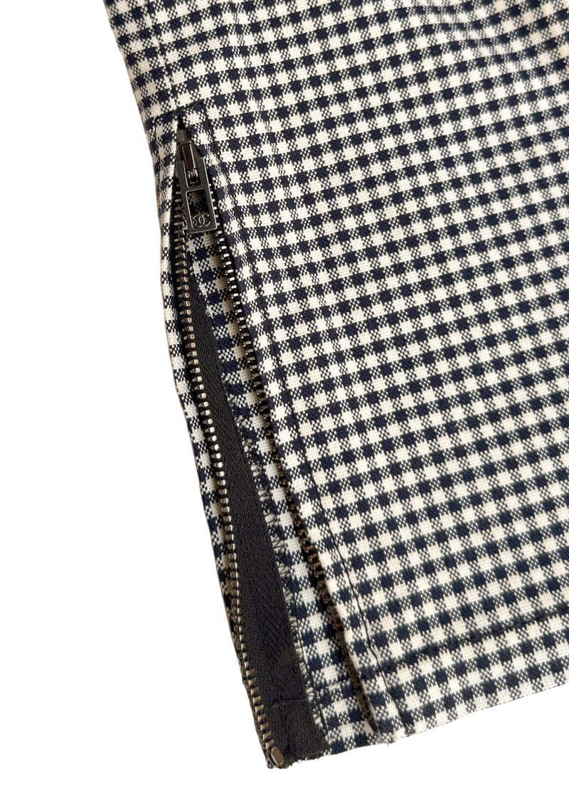 Ankle Vent on Chanel SS16 Navy Blue White Gingham Logo Waist Crop Trousers