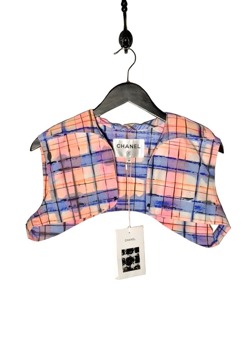 Chanel SS20 Runway Black White Tweed Pink Accent Coat