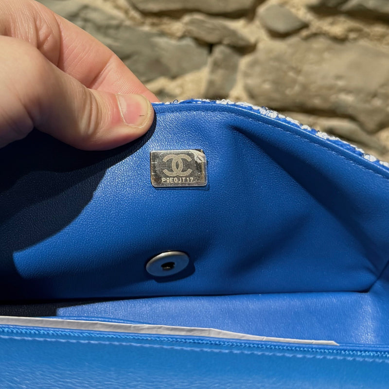 Serial number patch of Chanel SS23 Blue White Tweed Rectangular Mini Classic Flap Bag