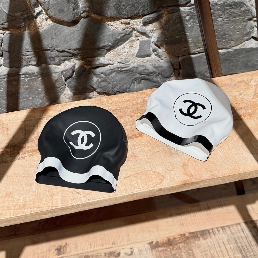 Main photo of Chanel SS24 Set of 2 Black White CC Silicone Swim Caps