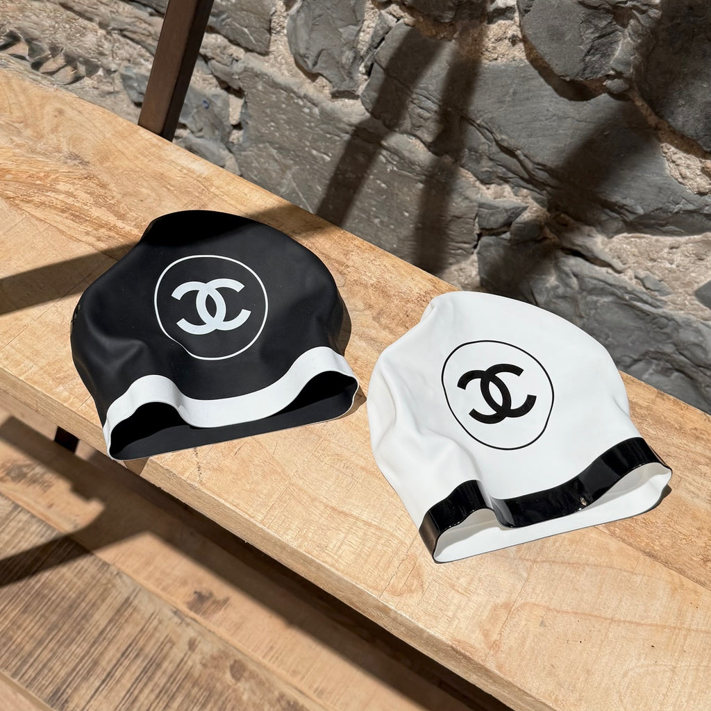 Both ones (Chanel SS24 Set of 2 Black White CC Silicone Swim Caps)