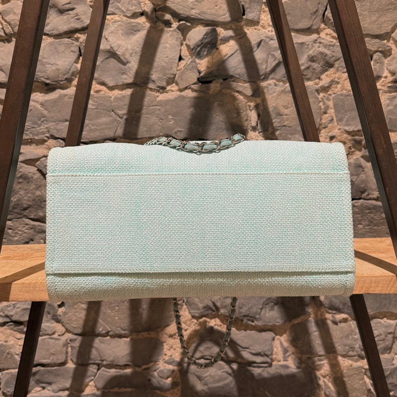 Chanel Turquoise Woven Straw Large Deauville Shopping Tote Bag