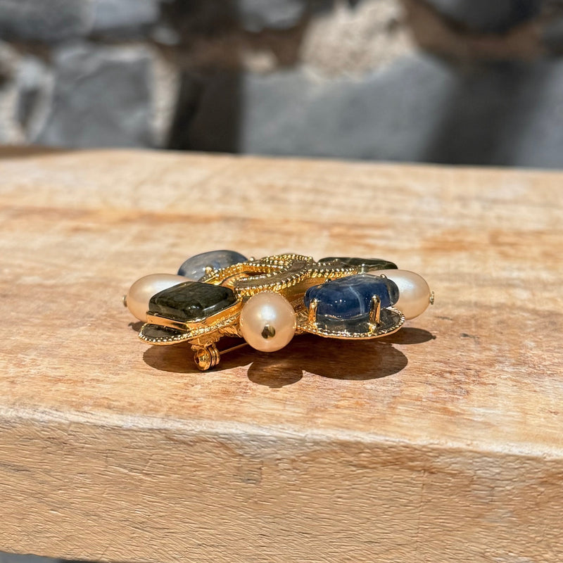 Chanel Vintage 97A CC Gripoix Byzantine Gold-tone Brooch