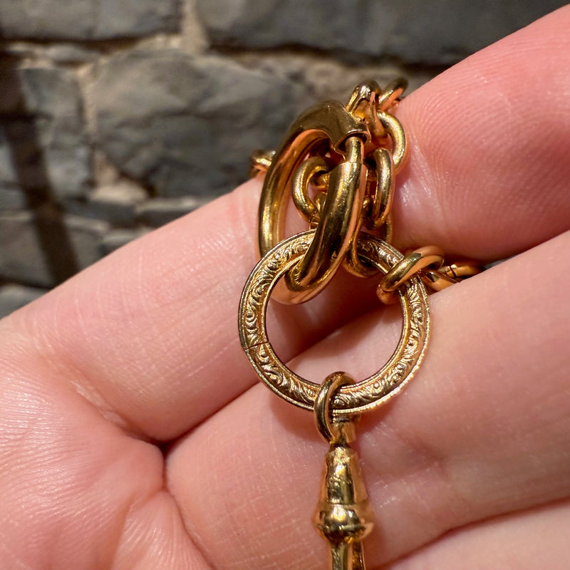 Chanel Vintage Gold Plated Bag Charm Triple Chains Necklace Belt