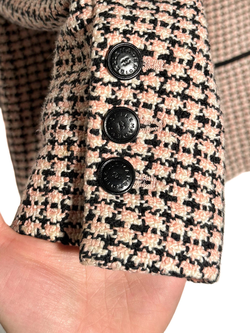Chanel Vintage SS02 Black Pink Tweed Floral Accent Jacket