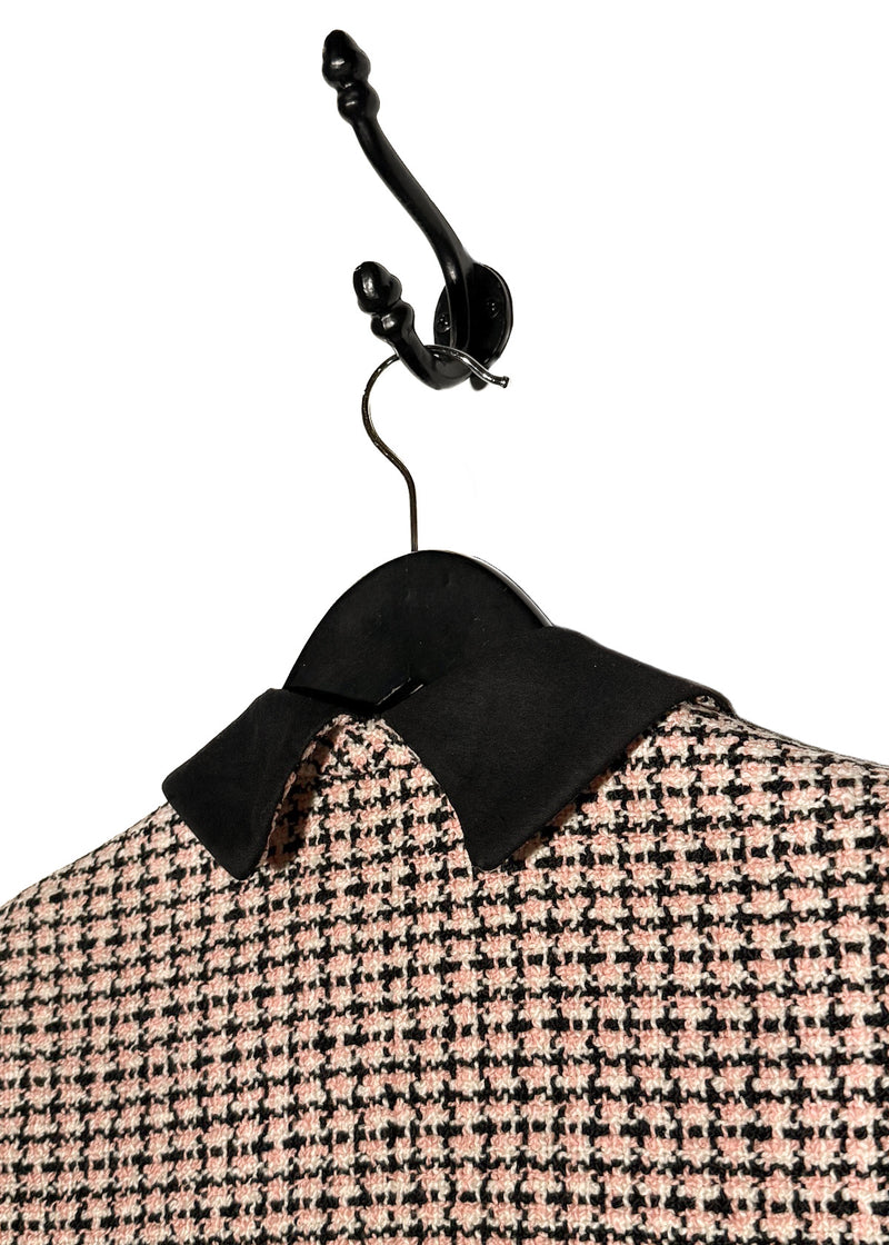 Chanel Vintage SS02 Black Pink Tweed Floral Accent Jacket